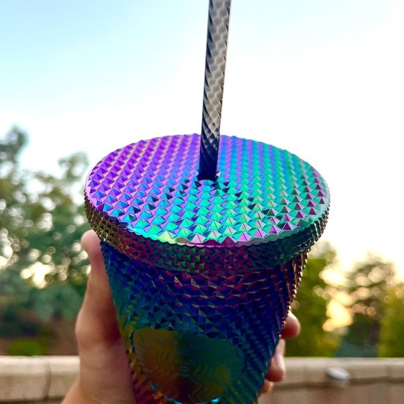 New Starbucks Fall Collection Oil Slick Rainbow Studded Cold Cup Tumbler 16oz - Picture 2 of 4